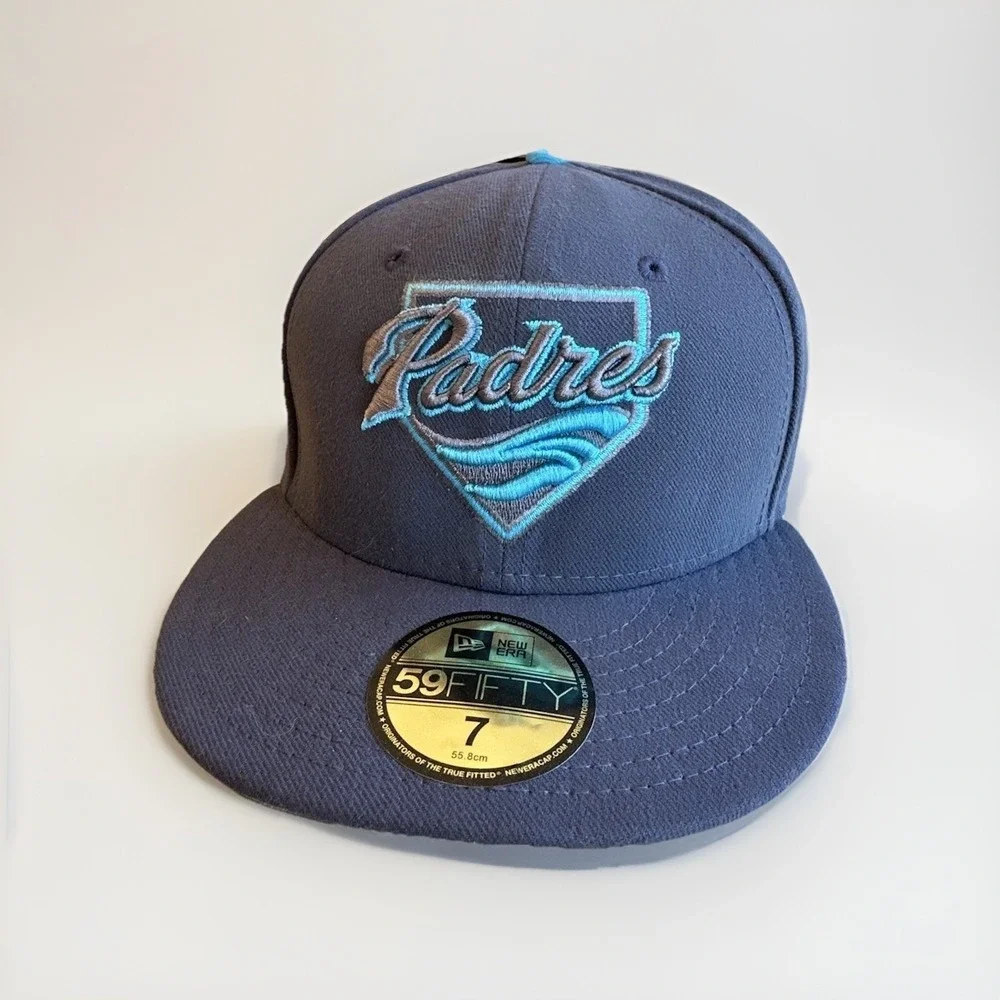 New Era‎ 59Fifty San Diego Padres Fitted Hat Size 7 Gray Blue Baseball Friar